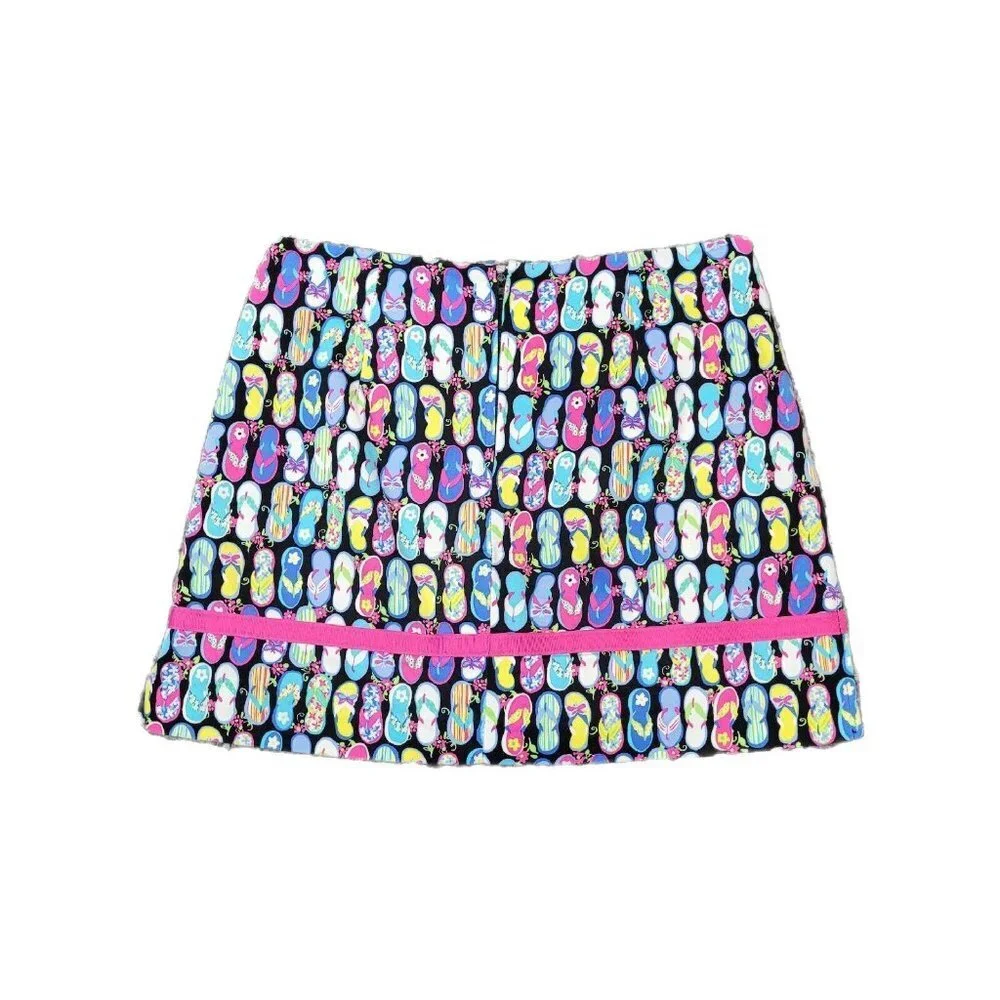 Bamboo Traders Size 6 Skort Skirt Novelty Barbiecore Pink Ribbon Trim Stretchy - Picture 2 of 10